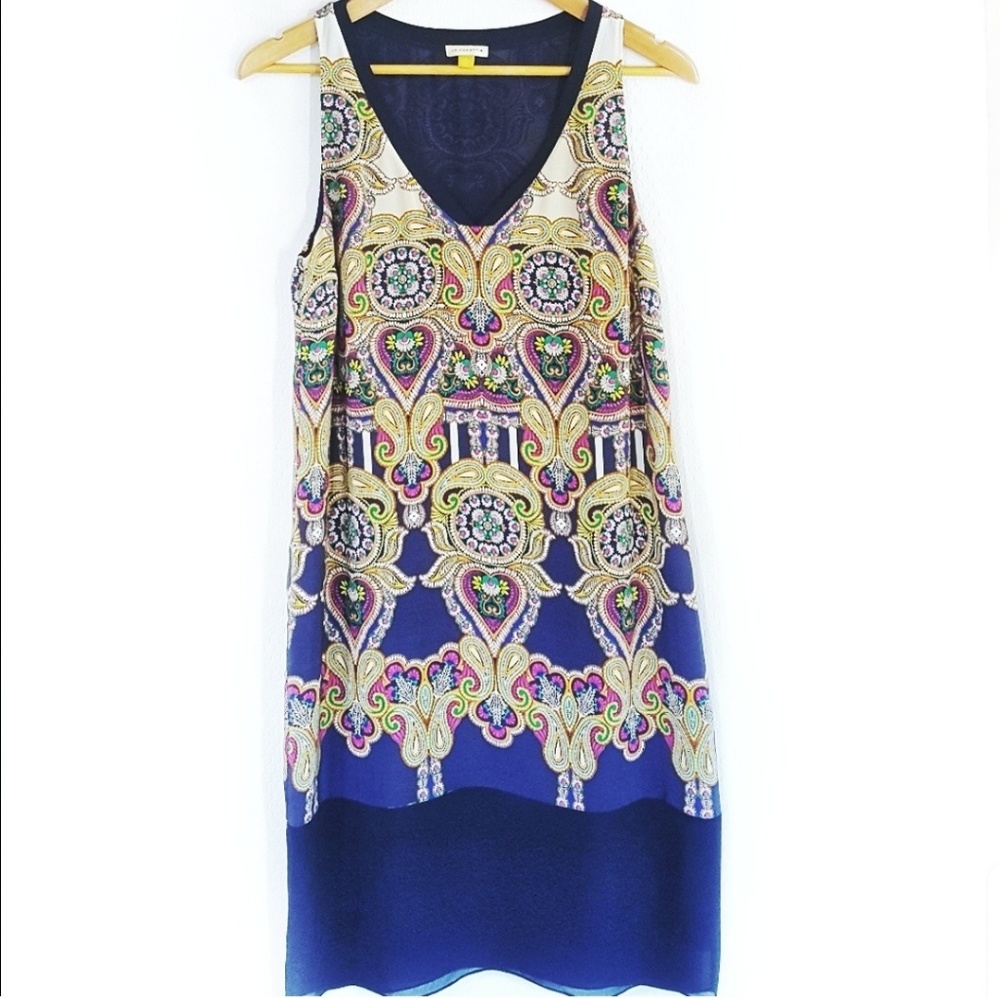 Silk Anthro Leifsdottia Paisley Dress Shell Midi